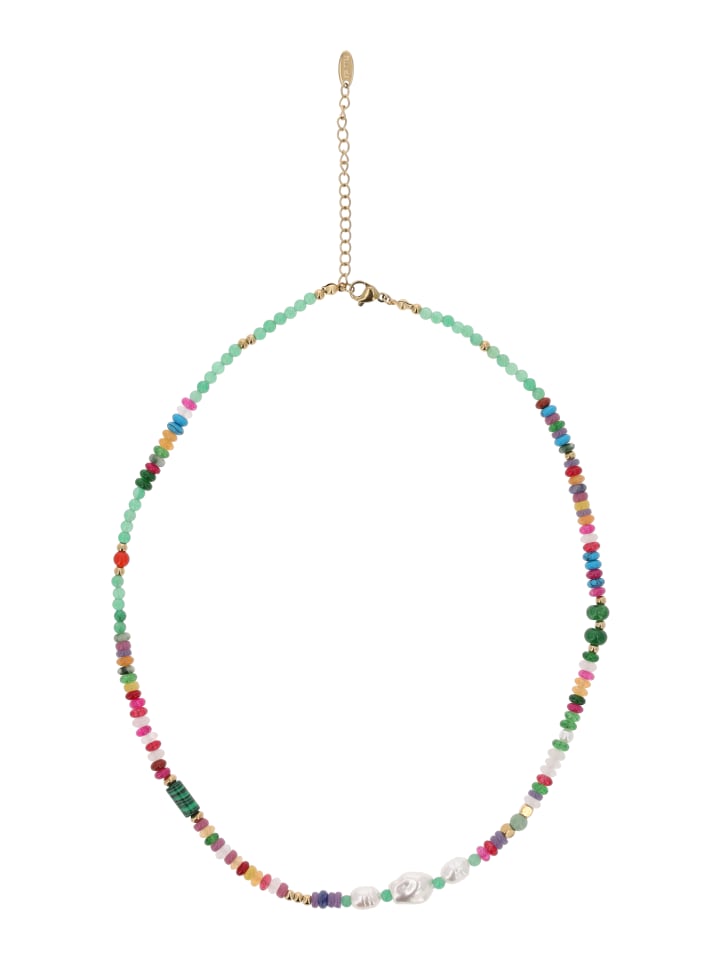 Women Necklace With Lobster Clasp in Green Multicolor White