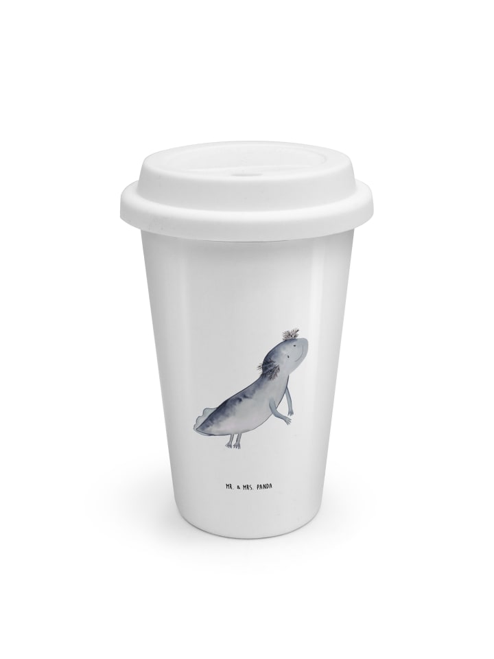 Kaffeebecher To Go Axolotl Schwimmen ohne Spruch in Weiß