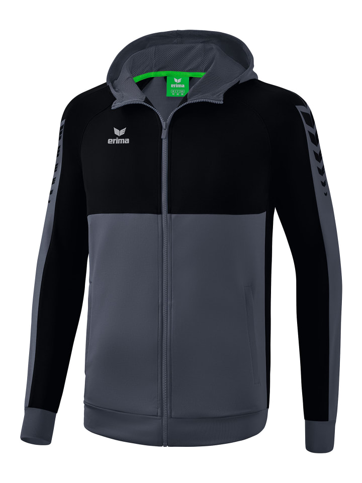Herren Six Wings Trainingsjacke mit Kapuze in slate grey/schwarz