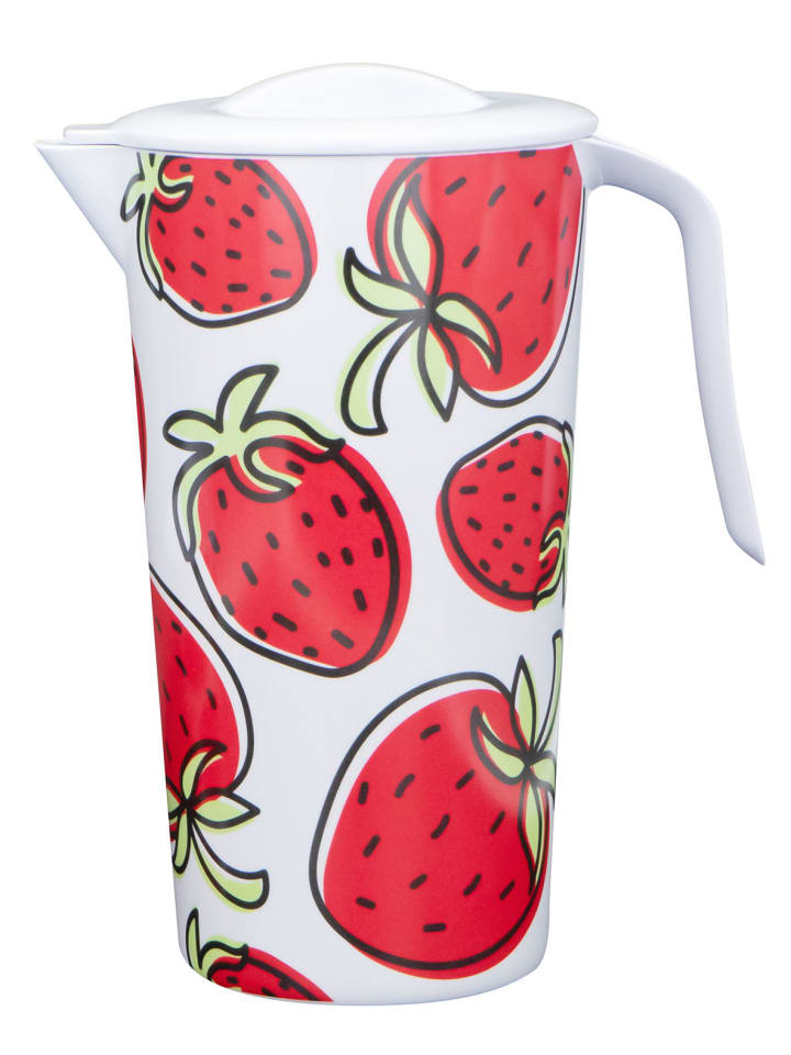 Krug Krug mit Deckel Erdbeeren in Rot - 1,5 Liter
