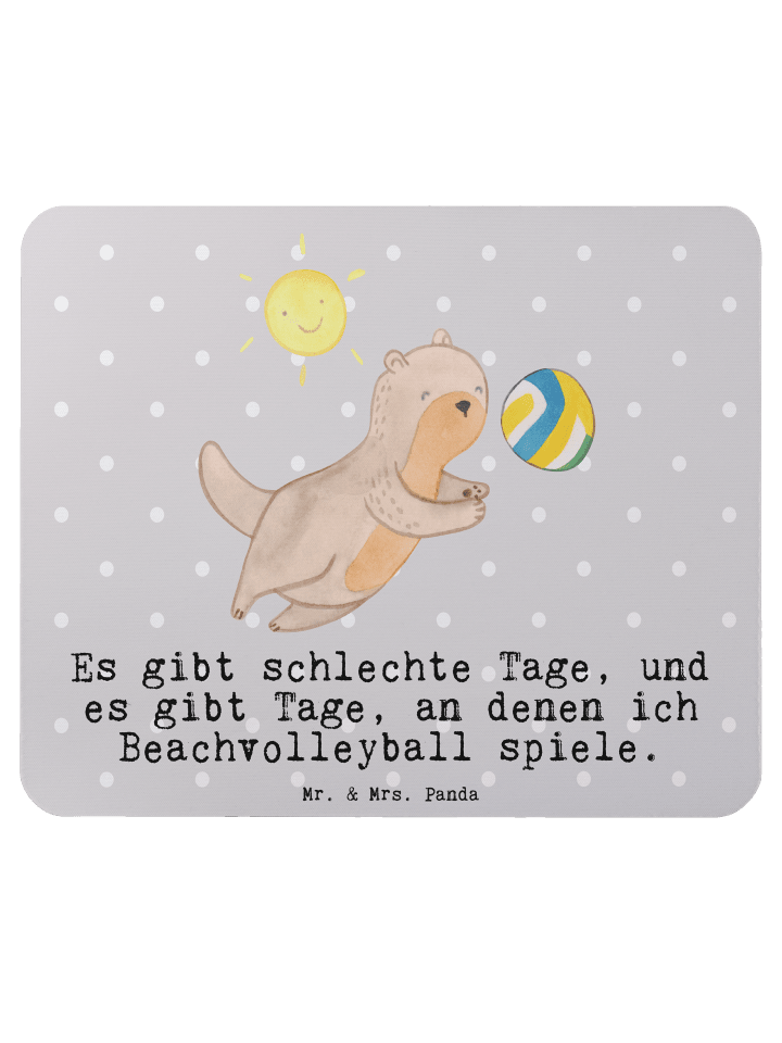 Mouse Pad Otter Beachvolleyball mit Spruch in Grau Pastell