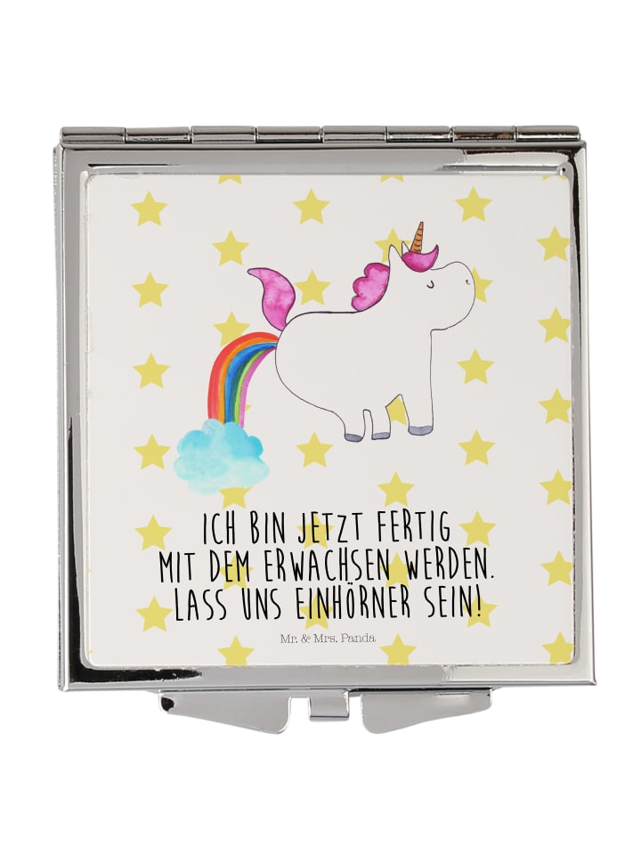 Make-up-Spiegel Einhorn Pupsen mit Spruch in Weiß