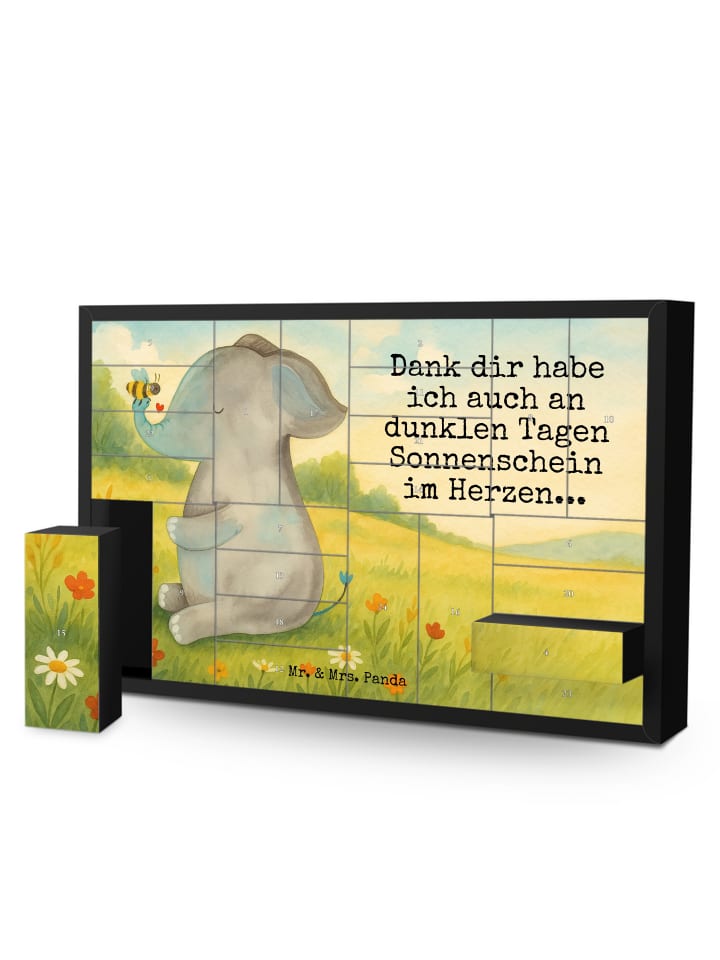 Weihnachtskalender Elefant Biene Design mit Spruch in Weiß