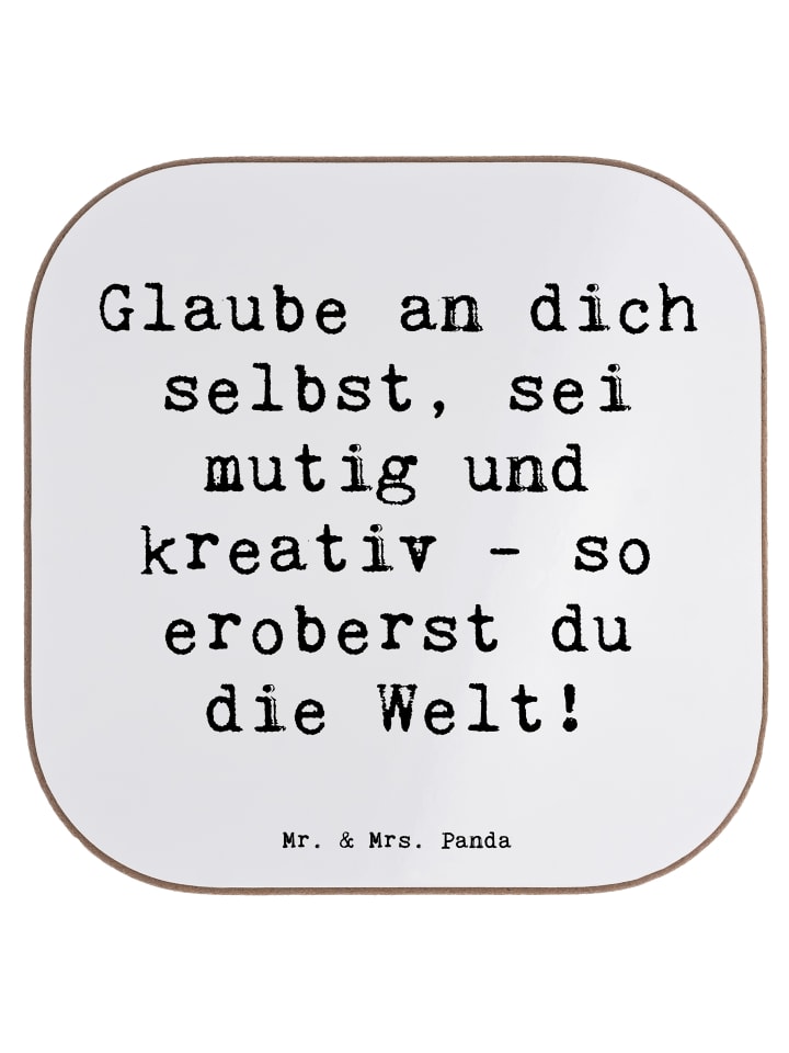 Untersetzer Spruch Die Freude an der Kreativitä... in Weiß