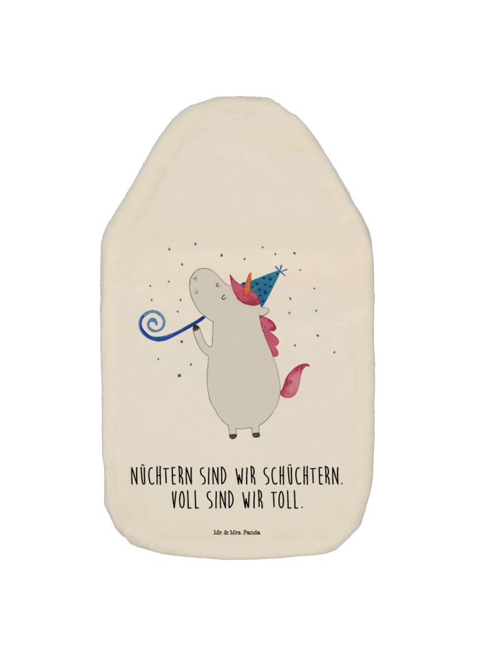 Wärmflasche Einhorn Party mit Spruch in Weiß