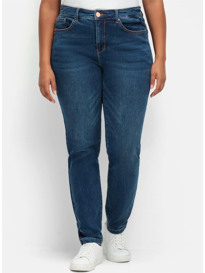 Stretch-Jeans in dark blue denim