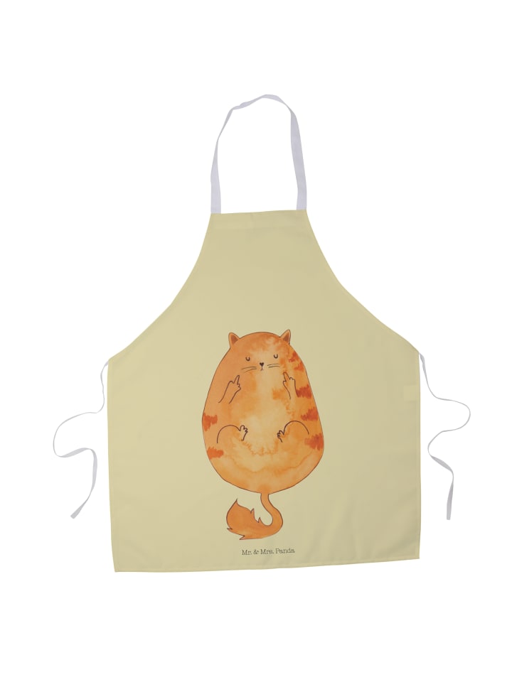 Schürze Katze Frühaufsteher ohne Spruch in Gelb Pastell