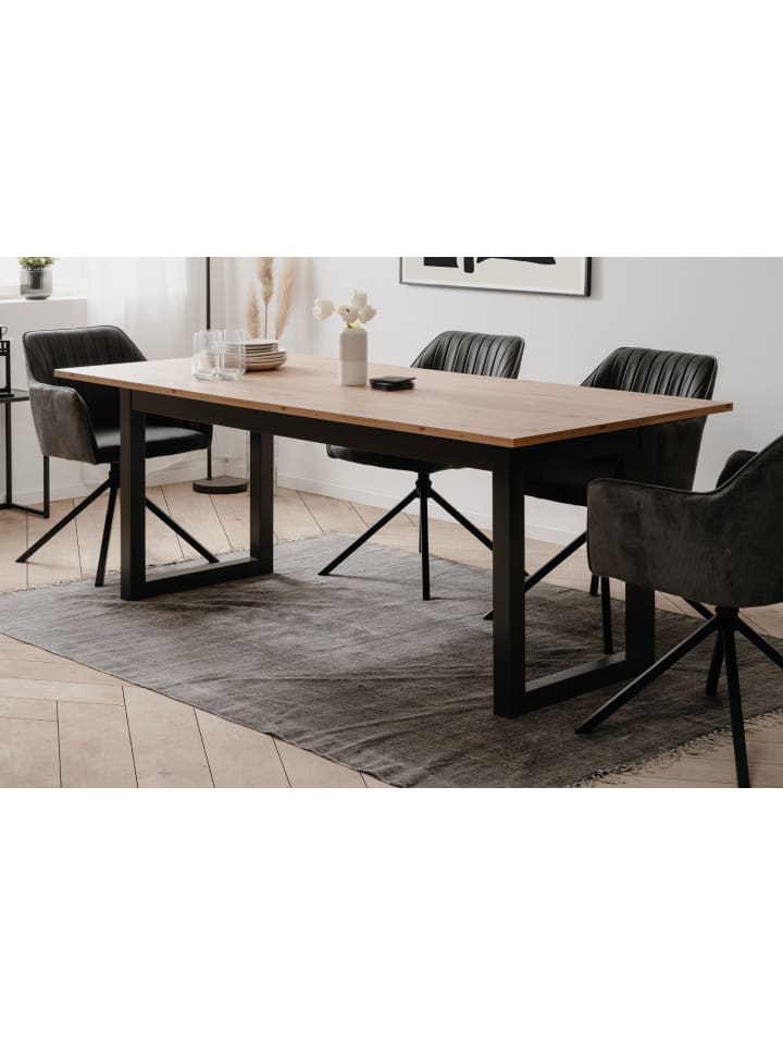 Esstisch Eiche Artisan, grau Industrial 200 x 240 cm, Küchentisch ausziehbar