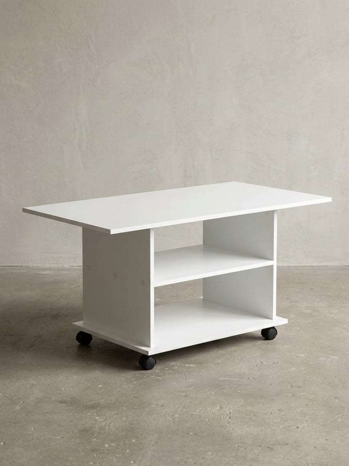 Design Couchtisch WL5.738 95 x 51 x 54,5 cm Drehbar mit Rollen, in Weiß