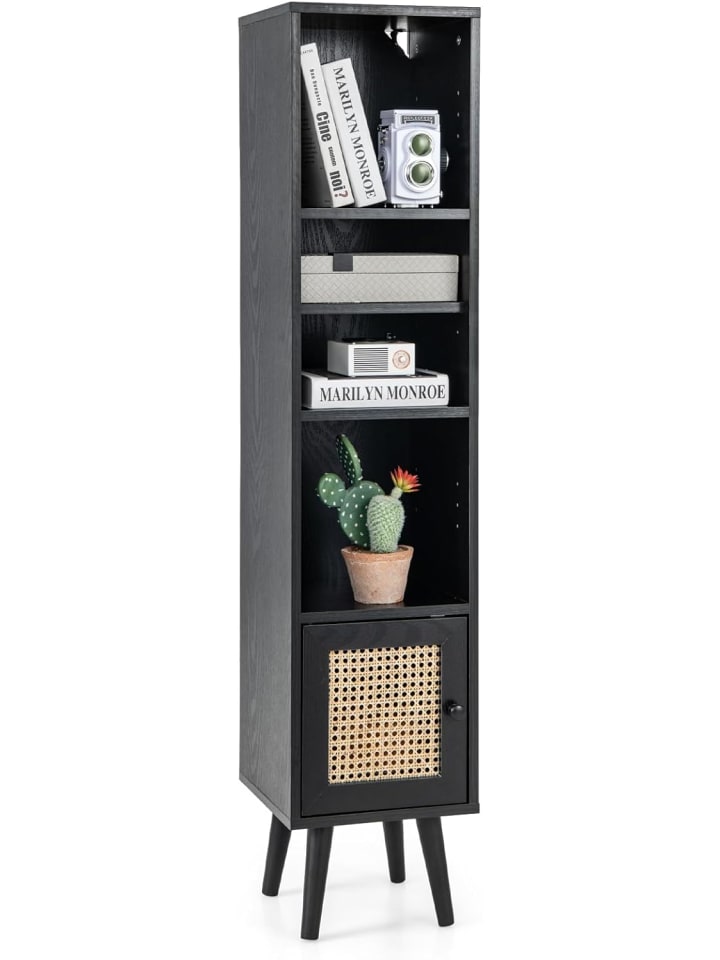 Hochschrank Rattan 29,5x29,5x137cm in Schwarz