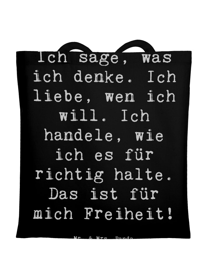 Tasche Spruch Freiheit Leben mit Spruch in Schwarz