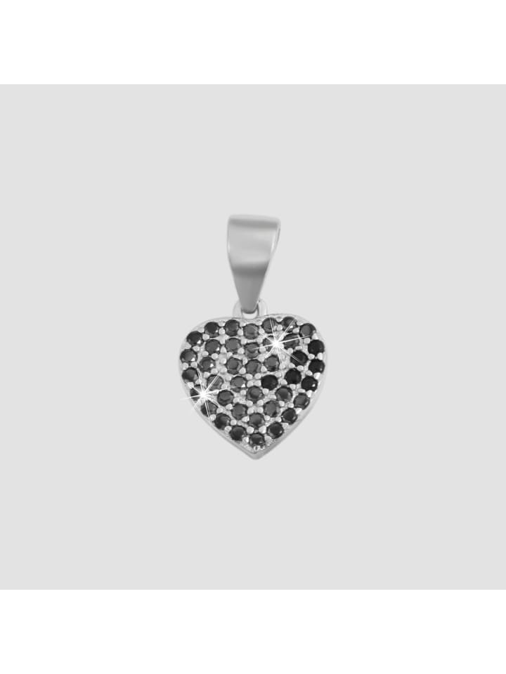 Damen Anhänger – Herz Herzanhänger aus 925 Silber mit Zirkonia in silber
