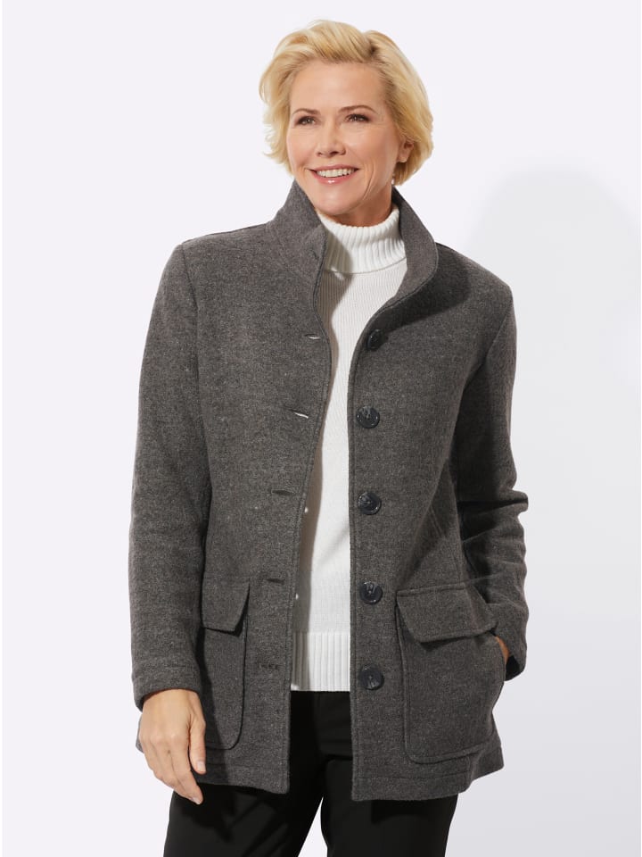 Walk-Jacke in anthrazit-meliert