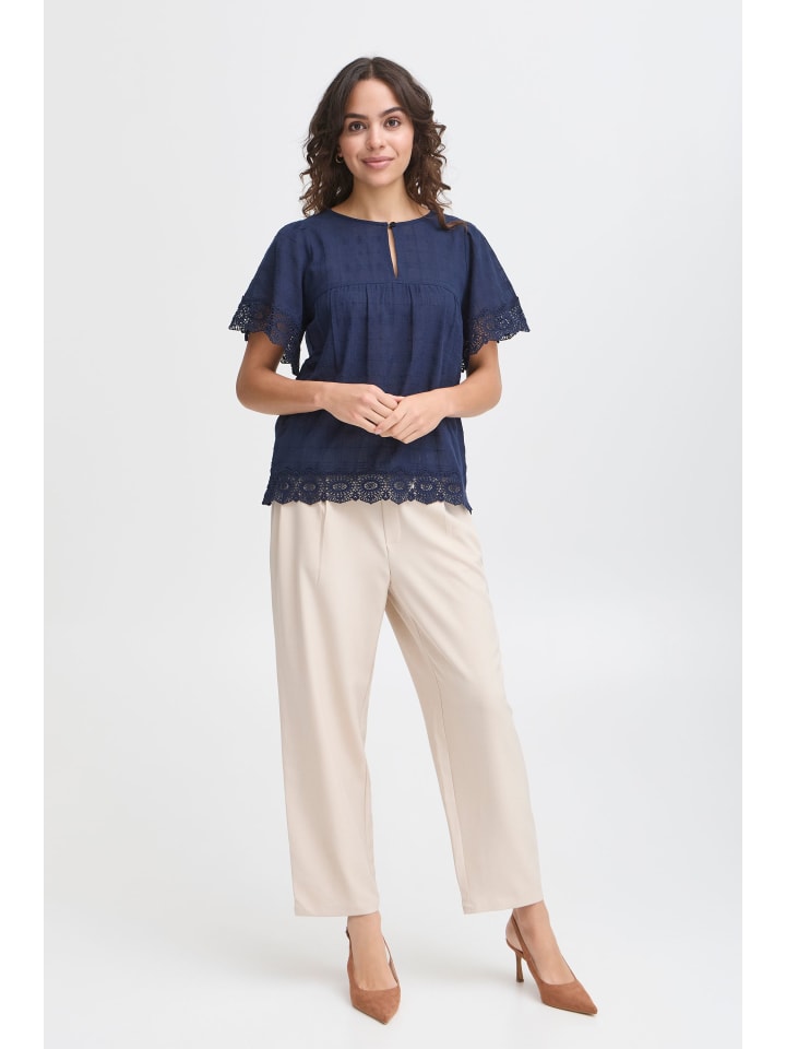 Kurzarm-Bluse FRLANA Loose fit in Navy Blazer