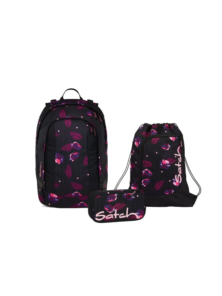Schulrucksack-Set AIR Mystic Nights 3-teilig in Schwarz/Rosa
