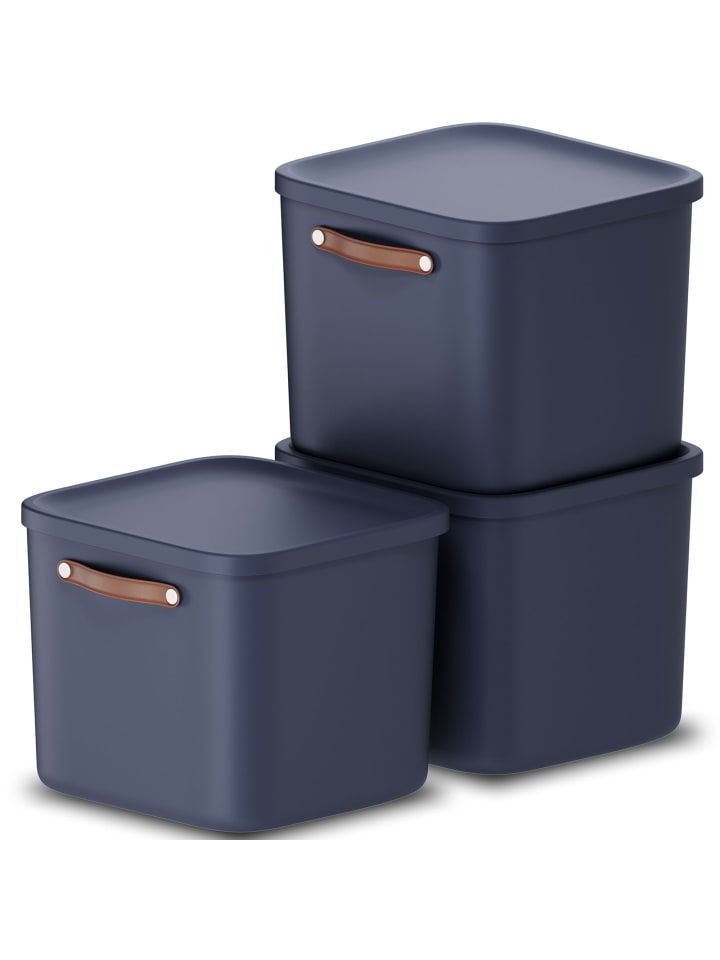 3er-Set Kiste mit Deckel Maloja 40l in Midnight blau