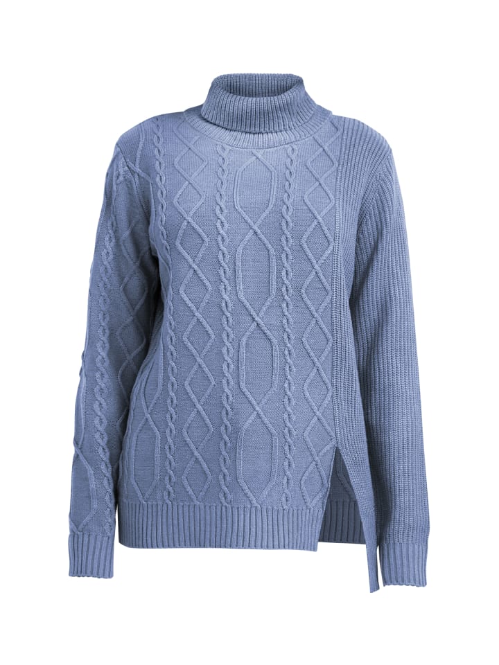 Strickpullover Zopf in light blue