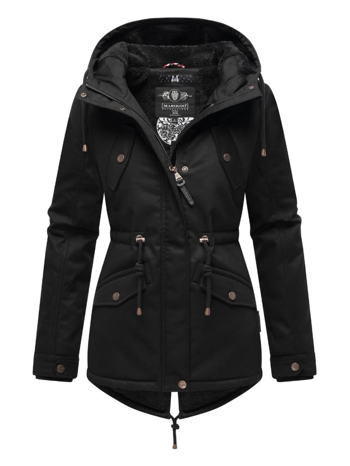 Winterjacke Manolya in Black with black fur
