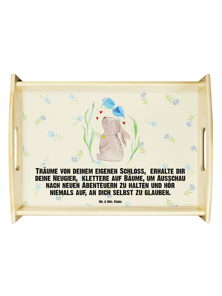 Serviertablett Hase Blume mit Spruch in Blumig