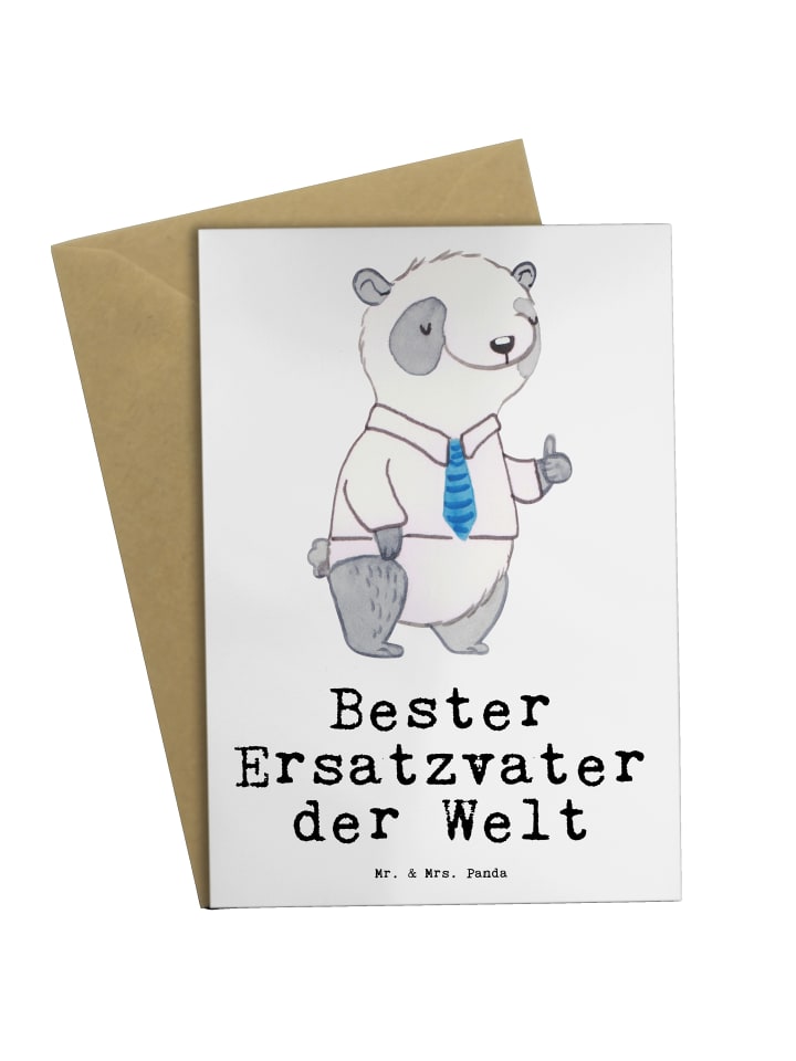 Grußkarte Panda Bester Ersatzvater der Welt mit... in Weiß