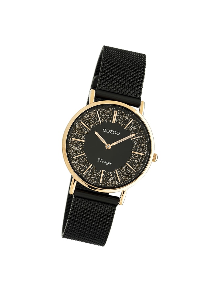 Analog-Armbanduhr Oozoo Vintage Series schwarz mittel (ca. 32mm)