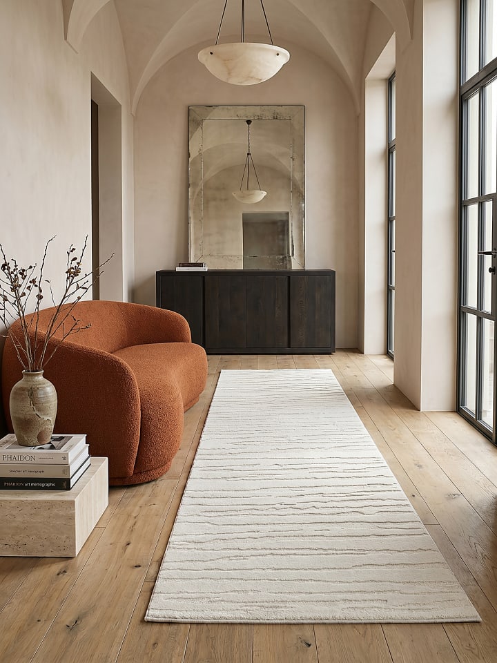 Teppichläufer Abstrakt pflegeleicht Wohnzimmer Schlafzimmer Flur in Creme