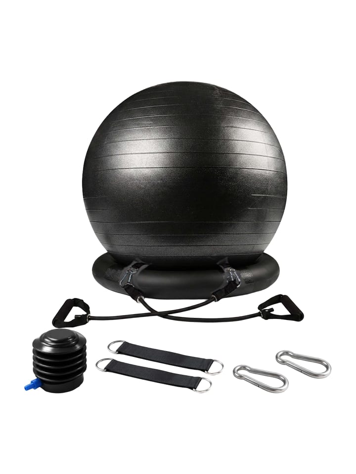 Gymnastikball Set in Schwarz - Ø 65 cm