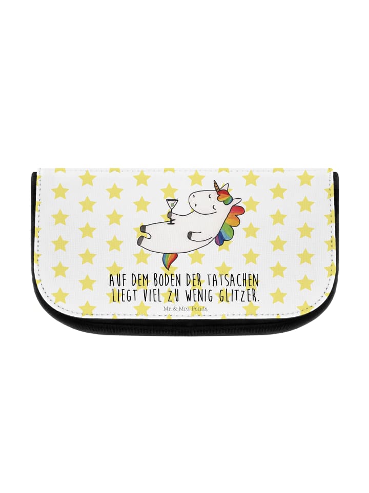 Kosmetiktasche Einhorn Blümchentail mit Spruch in Weiß