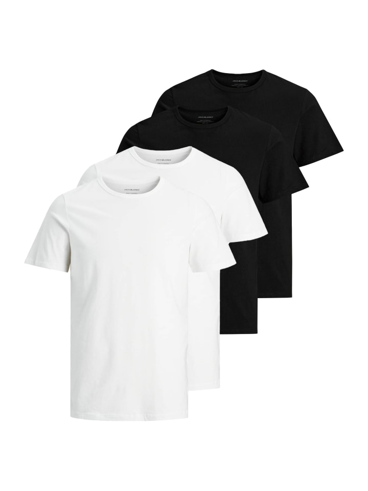 T-Shirt 4er Pack in Schwarz/Weiß