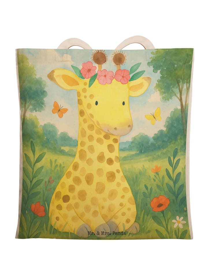 Shopper-Tasche Giraffe Blumenkranz Design ohne ... in Weiß