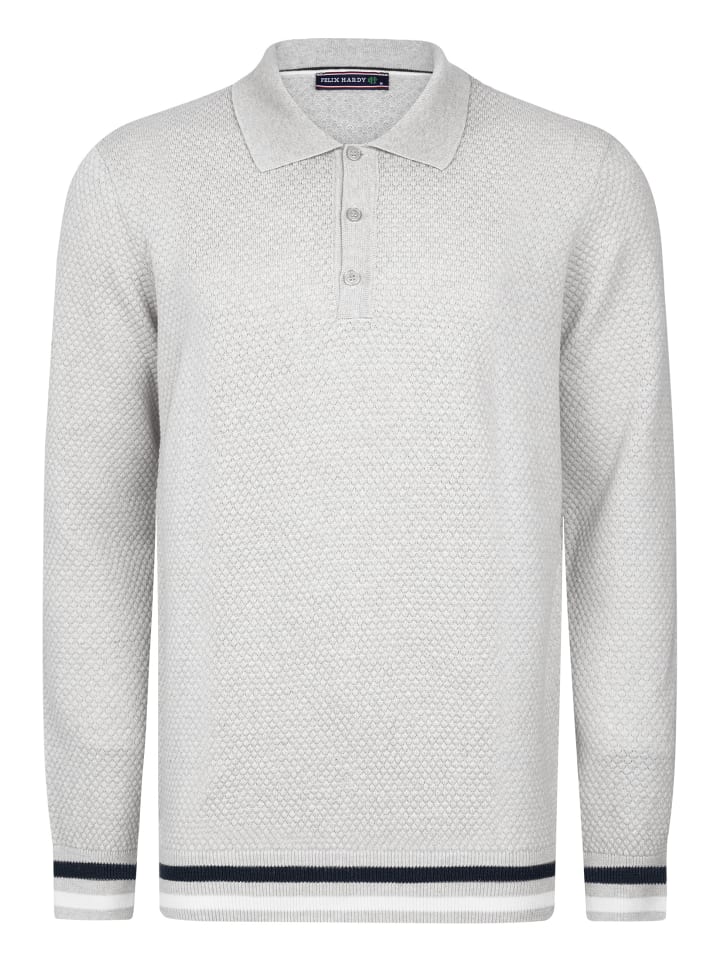 Polo Kragen Strickpullover in Grau