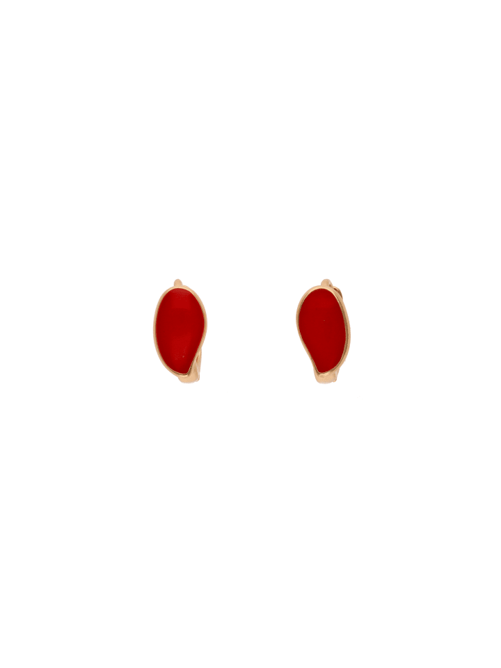 Women Huggie Earrings in Rose Gold Red
