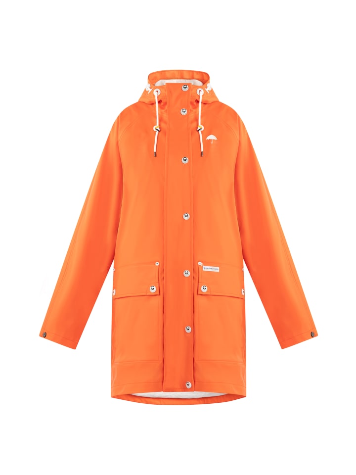 Damen Oversized Regenmantel in Orangerot-280