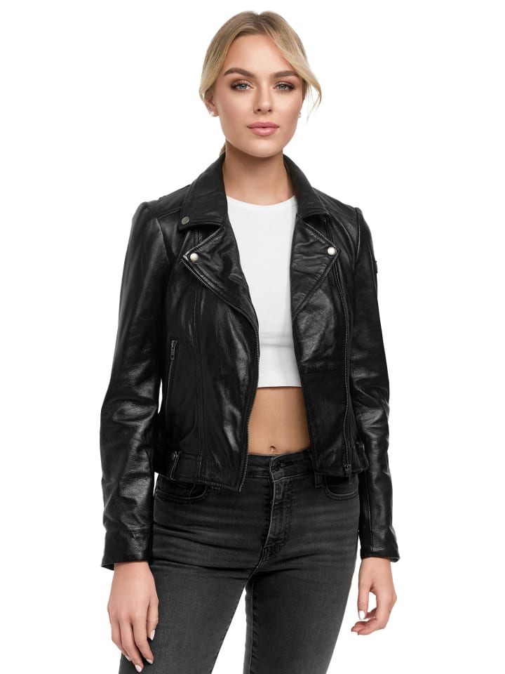 Lederjacke "F509" - in Schwarz