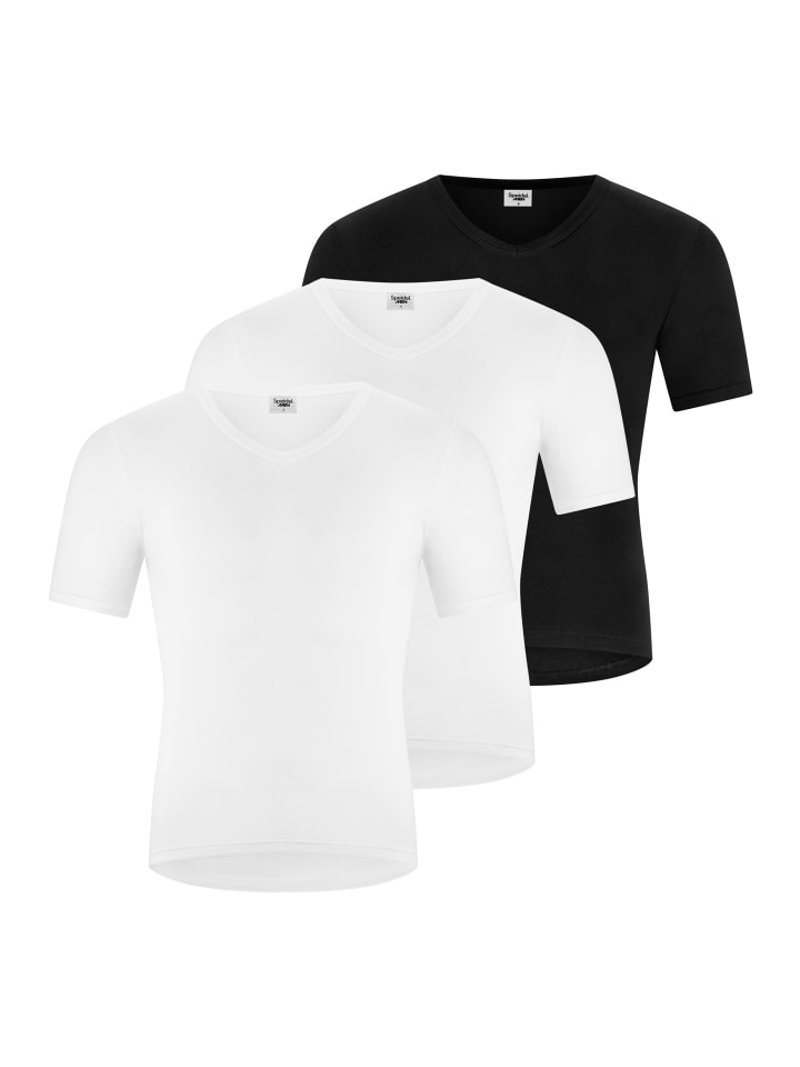 Unterhemd / Shirt Kurzarm Classic in Weiß / schwarz