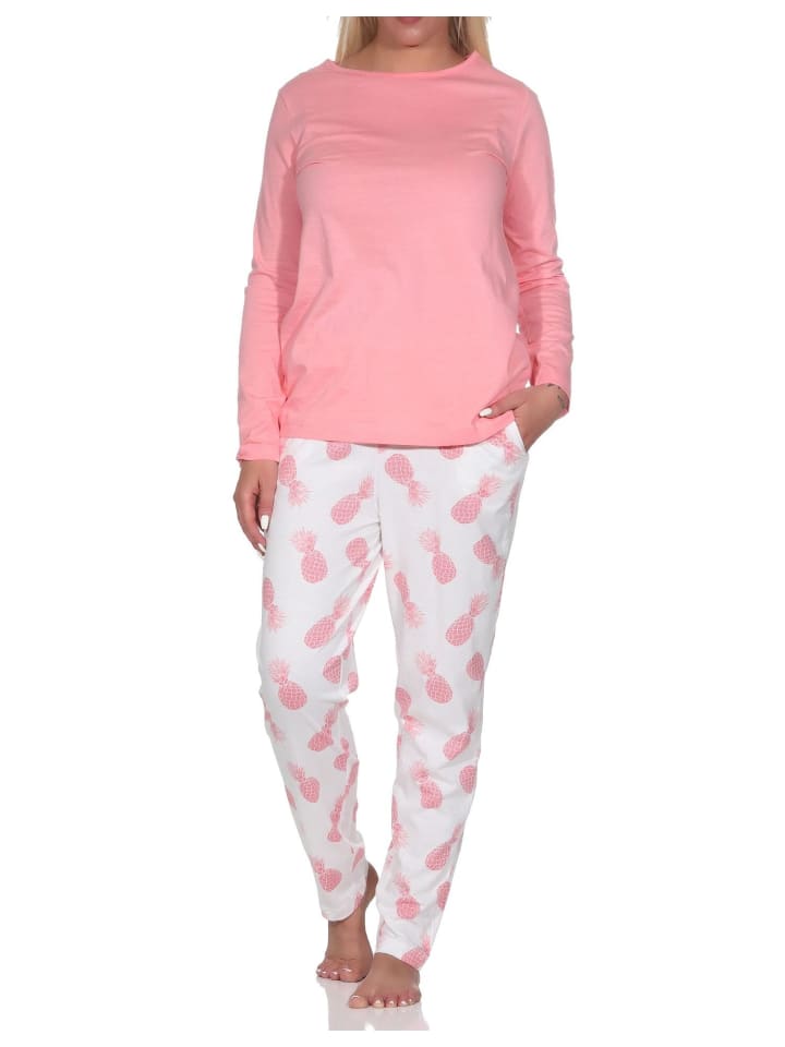 Langarm Pyjama Schlafanzug Homewear Ananas - 78598 in rosa