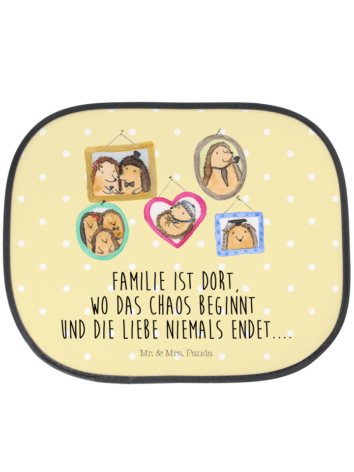 Sonnenblende Auto Igel Familie mit Spruch in Gelb Pastell
