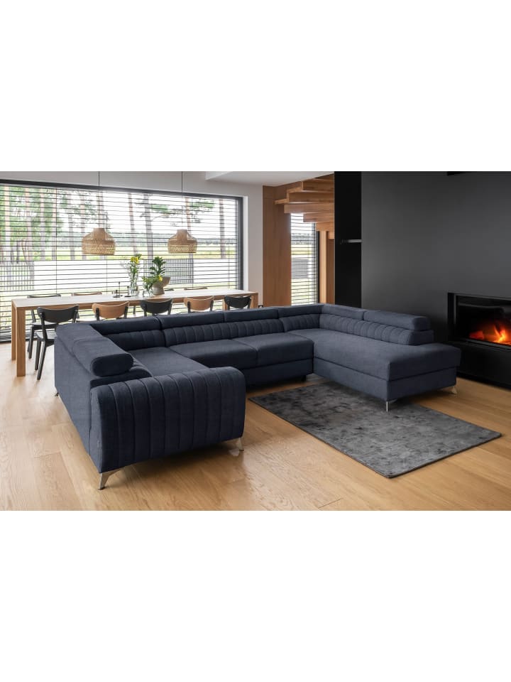 Luisa Recamiere Rechts in Marineblau -  (L) 202 x (B) 347 x (H) 92 cm