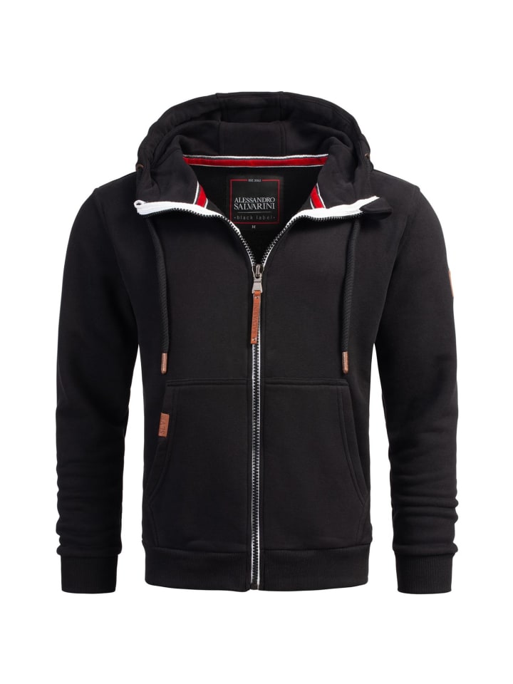 Jacke Alessandro Salvarini Herren Sweatjacke AS292 in Schwarz