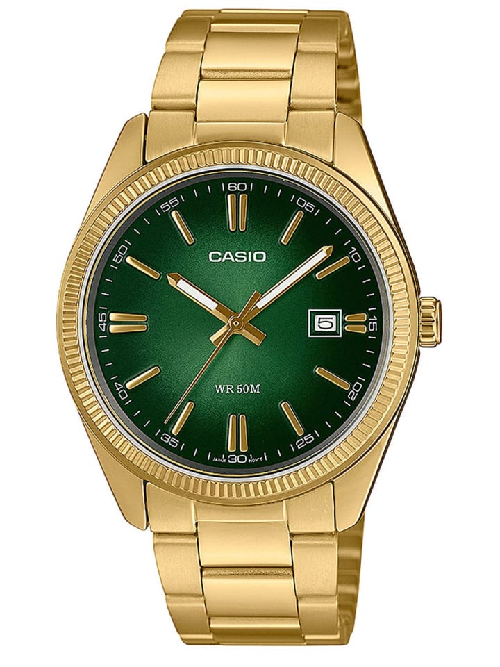 Armbanduhr in Unisexgröße Timeless Goldfarben/Grün