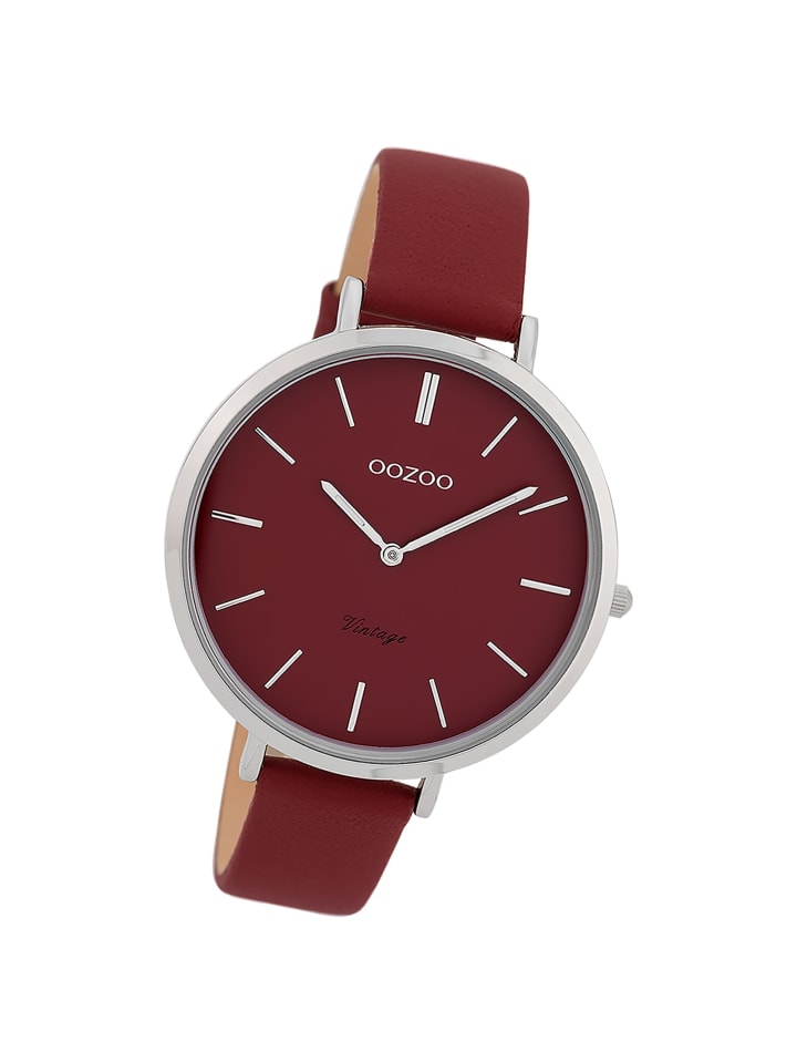Analog-Armbanduhr Oozoo Vintage Series rot groß (ca. 40mm)