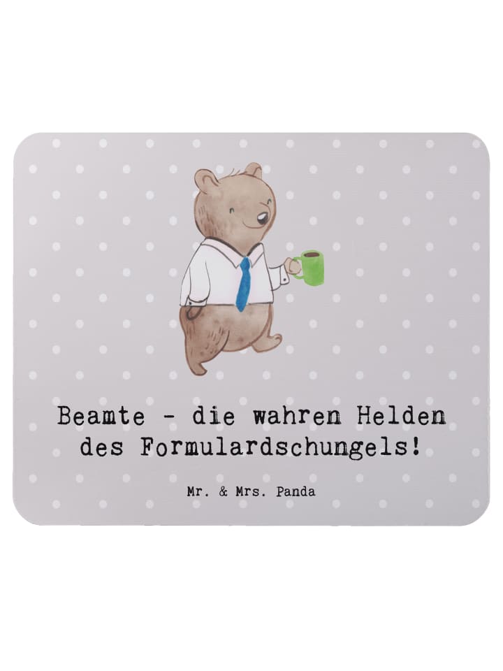 Mauspad PC Beamtin Heldin mit Spruch in Grau Pastell