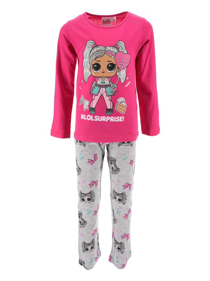 2tlg. Outfit: Schlafanzug Langarmshirt und Hose in Pink