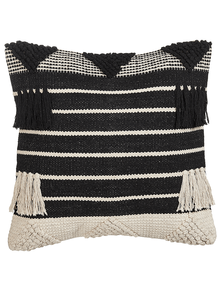Dekokissen CHITTOOR in Schwarz/Beige - (W) 50 x (H) 10 x (L) 50 cm