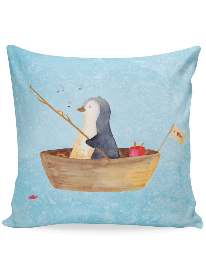 Kissen 40x40 Pinguin Angelboot ohne Spruch in Eisblau