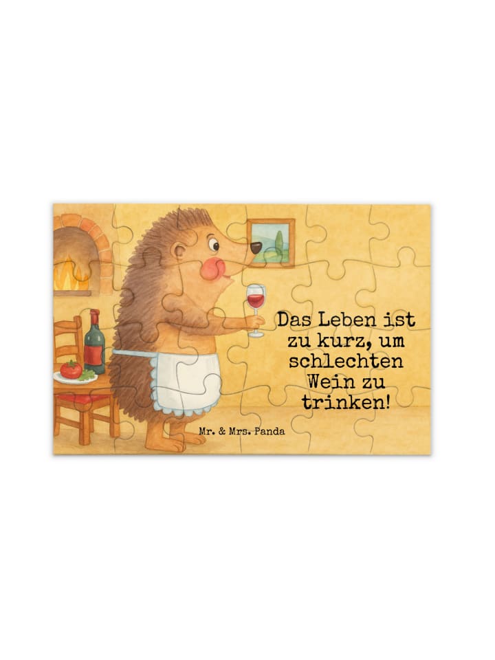 Puzzle Igel Wein Design mit Spruch in Weiß