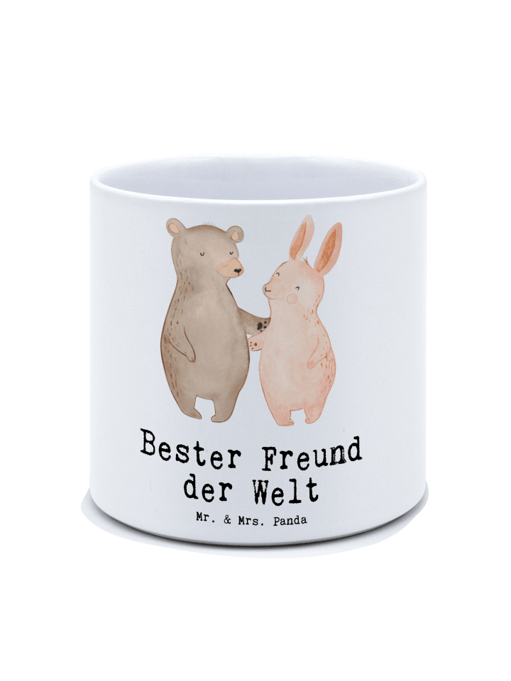 Pflanzkübel Hase Bester Freund der Welt mit Spruch in Weiß