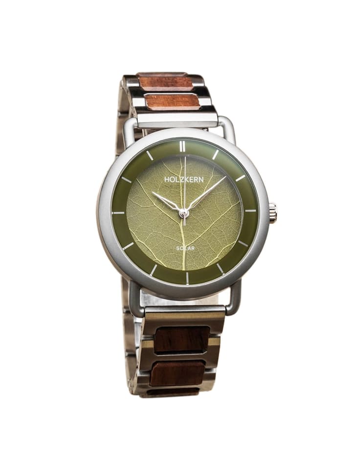 Herrenuhr Solar Lauri Walnuss/Blatt Grün