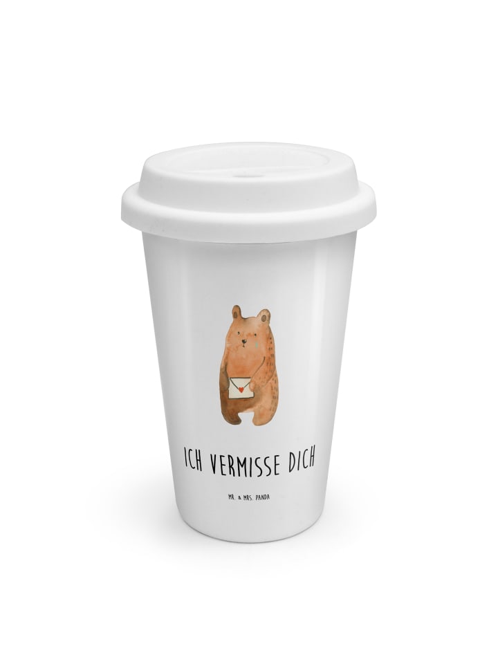 Kaffeebecher Bär Vermissen mit Spruch in Weiß