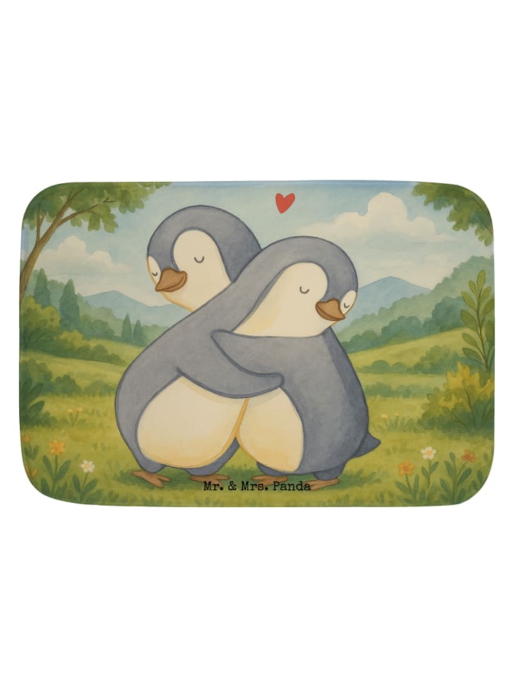 Badematte Pinguine Kuscheln Design ohne Spruch in Weiß